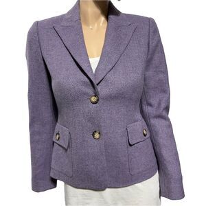 Michael Kors 100% Wool Herringbone Tweed Blazer Jacket Lavender Purple Size 2